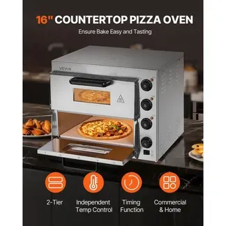 VEVOR Kommerzieller Pizzaofen für die Arbeitsplatte, 16-Zoll-Doppeldecker-Schichten, elektrischer Pizzaofen aus Edelstahl mit Stein und Griff, Mehrzweck-Pizzamaker für den Innenbereich zum Backen von Brezeln im Restaurant zu Hause VEVOR Kommerzieller Pizzaofen für die Arbeitsplatte, 16-Zoll-Doppeldecker-Schichten, elektrischer Pizzaofen aus Edelstahl mit Stein und Griff, Mehrzweck-Pizzamaker für den Innenbereich zum Backen von Brezeln im Restaurant zu Hause