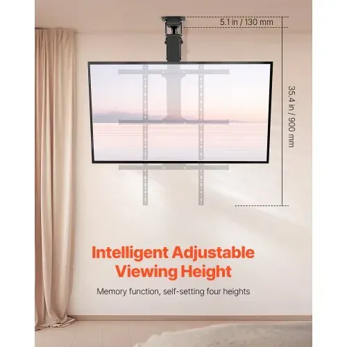 VEVOR motorisierte TV Deckenhalterung Halterung für 813 bis 1651 mm Fernseher, elektrischer verstellbarer herunterklappbarer Ständer mit max. VESA 60 x 60 cm, passend für Fernseher bis zu 40 kg VEVOR motorisierte TV Deckenhalterung Halterung für 813 bis 1651 mm Fernseher, elektrischer verstellbarer herunterklappbarer Ständer mit max. VESA 60 x 60 cm, passend für Fernseher bis zu 40 kg