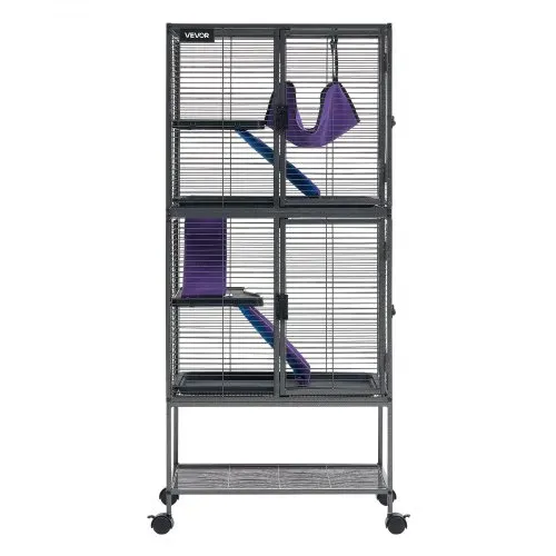 VEVOR Kleintierkäfig Metall Frettchenkäfig Kleintiergehege 61x44x138 cm, Frettchen Chinchillas Gleithörnchen Meerschweinchen & Kaninchen 4-Stöckig 13,97 mm Drahtabstand Feststellbare Schwenkrolle – Bild 8