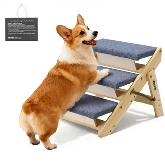 VEVOR Hundetreppe 510x470x370 mm, 3-stufige Hautiertreppe, klappbare Holztreppe geeignet für kleine, mittlere, große, ältere Haustiere sowie Welpen bis 68 kg, Hundeleiter für Betten, Sofas & Autos VEVOR Hundetreppe 510x470x370 mm, 3-stufige Hautiertreppe, klappbare Holztreppe geeignet für kleine, mittlere, große, ältere Haustiere sowie Welpen bis 68 kg, Hundeleiter für Betten, Sofas & Autos