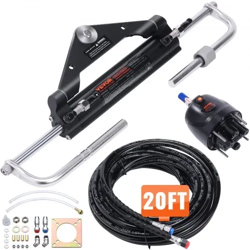 VEVOR Hydraulisches Außenborder-Lenkset, 150 PS, hydraulisches Bootslenksystem, mit Steuerpumpe, Zweiwege-Sperrzylinder und 20 Fuß hydraulischem Lenkschlauch, für Einmotorboote mit einer Station VEVOR Hydraulisches Außenborder-Lenkset, 150 PS, hydraulisches Bootslenksystem, mit Steuerpumpe, Zweiwege-Sperrzylinder und 20 Fuß hydraulischem Lenkschlauch, für Einmotorboote mit einer Station