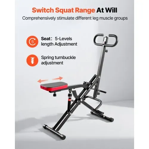 VEVOR Kniebeugenmaschine für tiefe Kniebeugen zu Hause, klappbares Trainingsgerät, Gesäßtrainer mit 12-stufigem einstellbarem Widerstand, Heimtrainingsgerät für Gesäß und Beine, Glute Machine – Bild 3