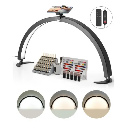 VEVOR Desktop Halbmondlicht für Nägel mit Telefonhalter (40 W 735 mm lang) Nageltechniklicht, Nageltischlampe mit einstellbarer Helligkeit, LED-Tischleuchte für Nageltechniker Wimpernverlängerung VEVOR Desktop Halbmondlicht für Nägel mit Telefonhalter (40 W 735 mm lang) Nageltechniklicht, Nageltischlampe mit einstellbarer Helligkeit, LED-Tischleuchte für Nageltechniker Wimpernverlängerung