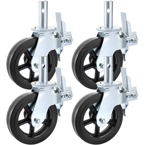 VEVOR Lenkrollen aus Polyurethan, 8 Zoll Eisenkern, Lenkstangenrollen mit Doppelfeststellbremse, verstellbare Füße, Tragfähigkeit 1100 lbs/500 kg pro Rad, 4er Pack VEVOR Lenkrollen aus Polyurethan, 8 Zoll Eisenkern, Lenkstangenrollen mit Doppelfeststellbremse, verstellbare Füße, Tragfähigkeit 1100 lbs/500 kg pro Rad, 4er Pack