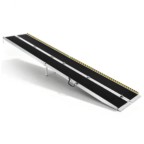 VEVOR Rollstuhlrampe Faltbar 3640x735mm, 362,9kg Belastbare Schwellenrampe mit Rutschfester Oberfläche & 158-278mm Verstellbaren Stützfüßen, Tragbare Auffahrrampe für Rollstuhl Türschwelle Bordsteine – Bild 8