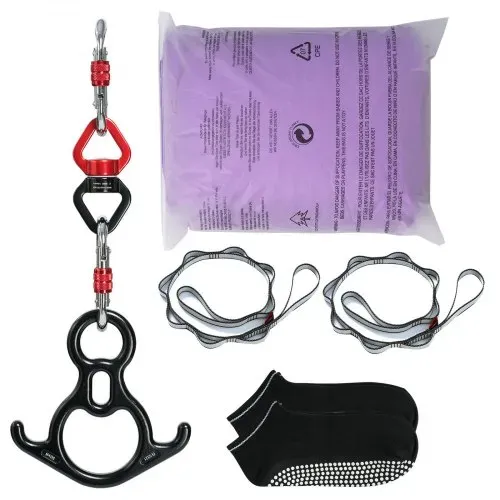 VEVOR Aerial Yoga Hängematte Set 8 x 2,8 m, Lila Aerial Yoga Swing Air Fliegen, Indoor Aerial Yoga Hammock Swing 1000 kg Max. Tragfähigkeit, inkl. Yoga-Socken & Stahlkarabiner & Alu-Drehgelenk – Bild 8