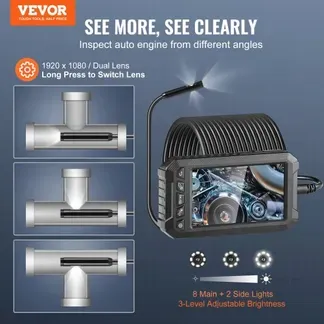 VEVOR Endoskopkamera Inspektionskamera 1080P Rohrkamera 15m Kabel 12,7 cm Display VEVOR Endoskopkamera Inspektionskamera 1080P Rohrkamera 15m Kabel 12,7 cm Display