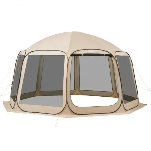 VEVOR Campingzelt, 457,2x420,6x245 cm, Partyzelt für 12–15 Personen, Pop Up Zelt, inkl. Tragetasche, Netz-Seitenwände und Heringen, für Garten, Terrasse und Outdoor-Aktivitäten, Beige – Bild 8