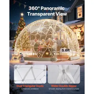 VEVOR Gartenkuppel, 3,6 x 2,2 m großes transparentes Blasenzelt für 4–7 Personen, geodätisches Kuppelgewächshaus mit Fenster, PVC-Zelt für Hinterhof, Terrasse, Camping, Party, Hochzeit VEVOR Gartenkuppel, 3,6 x 2,2 m großes transparentes Blasenzelt für 4–7 Personen, geodätisches Kuppelgewächshaus mit Fenster, PVC-Zelt für Hinterhof, Terrasse, Camping, Party, Hochzeit