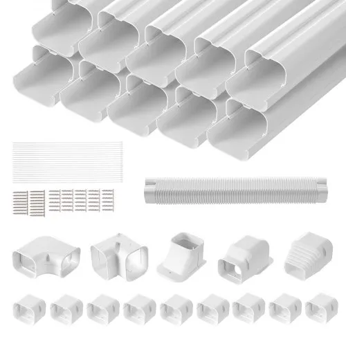 VEVOR Mini-Split-Line-Set-Abdeckung 76,2 mm B 5400 mm L, dekorative PVC-Rohrleitungsabdeckung für Klimaanlage mit 10 geraden Kanälen und vollständigen Komponenten, überstreichbar für Wärmepumpen, weiß VEVOR Mini-Split-Line-Set-Abdeckung 76,2 mm B 5400 mm L, dekorative PVC-Rohrleitungsabdeckung für Klimaanlage mit 10 geraden Kanälen und vollständigen Komponenten, überstreichbar für Wärmepumpen, weiß