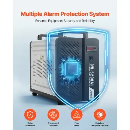 VEVOR Industrieller Wasserkühler 1,6 kW, Wasserkühlsystem mit Kompressor, max. Durchflussmenge 16 L/min, Tankinhalt 7 L, Industrial Water Chiller für CO2-Lasergravur- & -schneidmaschinen – Bild 5
