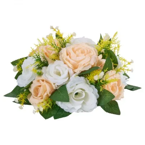 VEVOR Kunstblumen, 10 Stück, 240x240x120 mm, künstliche Blumenkugeln, Seidenrosen, Rosenarrangements für Hochzeiten, Partys, Tischdekorationen und Wohndeko, Champagnerfarbene & weiße Rosen – Bild 10