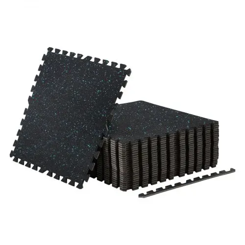 VEVOR 24 x Puzzlematte Bodenschutzmatte 610 x 610 x 10 mm, Hochdichte EVA-Schaumstoffmatte, Ineinandergreifende Fitnessmatte Gymnastikmatte Sportmatte, Trainingsmatte (Schwarz) mit Blauen Punkten – Bild 9
