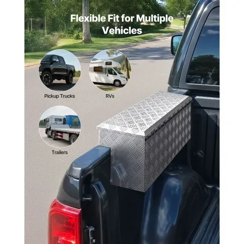 VEVOR Werkzeugkasten für Ladefläche, Aluminium-Staukasten mit Profilmuster, Aufbewahrung-Organizer mit Schloss & Schlüssel, ideal für Lkw, Pickup, Wohnmobil, Anhänger, 864x305x390 mm – Bild 5