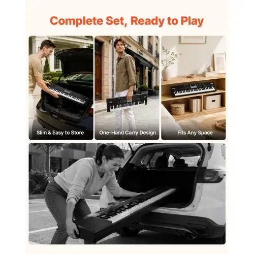 VEVOR Digitalpiano 61 Tasten Halbgewichtet E-Piano Elektronisches Keyboard für Anfänger und Musikliebhaber, 100 Klänge und Rhythmen, mit HiFi-Stereolautsprecher, Notenablage, USB-/MIDI-Anschluss – Bild 5