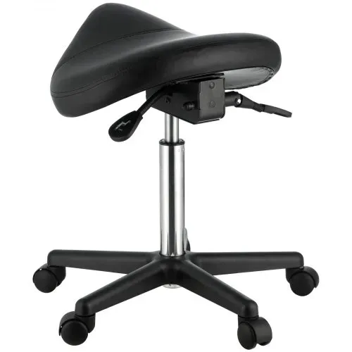 VEVOR Sattelhocker mit Rädern, 181 kg Gewichtskapazität, Ergonomischer Rollsattelhocker, Höhenverstellbar, Verdicktes PU-Leder, Drehsattelhocker, Stuhl für Salon, Spa, Klinik, Schwarz – Bild 9