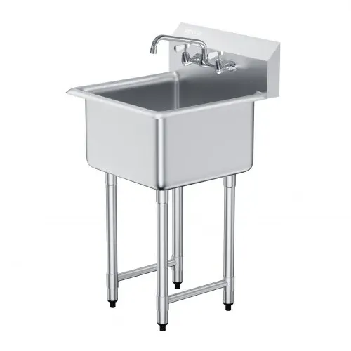 VEVOR Edelstahl Spültisch Gewerbliche Spülbecken 533,4x457x1041mm Wasserhahn – Bild 8