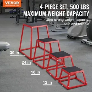 VEVOR 4-teilige Plyometrische Sprungboxen, 305/458/609/762 mm Plyometric Box Rot, Rutschfestes Fitness-Übungs-Step-Up-Box-Set für Heim-Fitness-Training, Konditions-Krafttraining, Jump Training Tragbar VEVOR 4-teilige Plyometrische Sprungboxen, 305/458/609/762 mm Plyometric Box Rot, Rutschfestes Fitness-Übungs-Step-Up-Box-Set für Heim-Fitness-Training, Konditions-Krafttraining, Jump Training Tragbar
