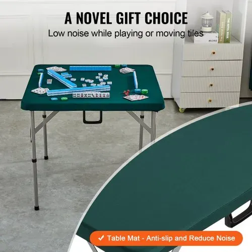 VEVOR Mahjong-Tisch, Klappbarer Kartentisch für 4 Spieler mit Verschleißfester Grüner Tischplatte, Tragbarer, Zweifach Quadratischer Dominotisch mit Tragegriff 86 x 86 x 74 cm Domino-Tisch – Bild 5