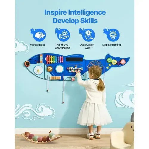 VEVOR Orca Aktivitätswand, Busy Board Panels, 12 Spiele, Montessori Sensory Wall Spielzeug für Kinder von 3–12 Jahren, Lernaktivitätszentrum, ideal für Spielzimmer, Kindergarten, Klassenzimmer – Bild 3