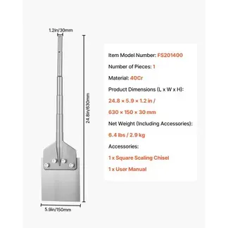 VEVOR Spachtelmeißel 63×15 cm, Flachmeißel mit SDS Max Schaft, Kompatibel mit Bohrhämmern, Wärmebehandelter 40Cr-Legierungsstahl, Bodenschaber zum Entfernen von Laminatböden, Fliesen & Mörtel VEVOR Spachtelmeißel 63×15 cm, Flachmeißel mit SDS Max Schaft, Kompatibel mit Bohrhämmern, Wärmebehandelter 40Cr-Legierungsstahl, Bodenschaber zum Entfernen von Laminatböden, Fliesen & Mörtel