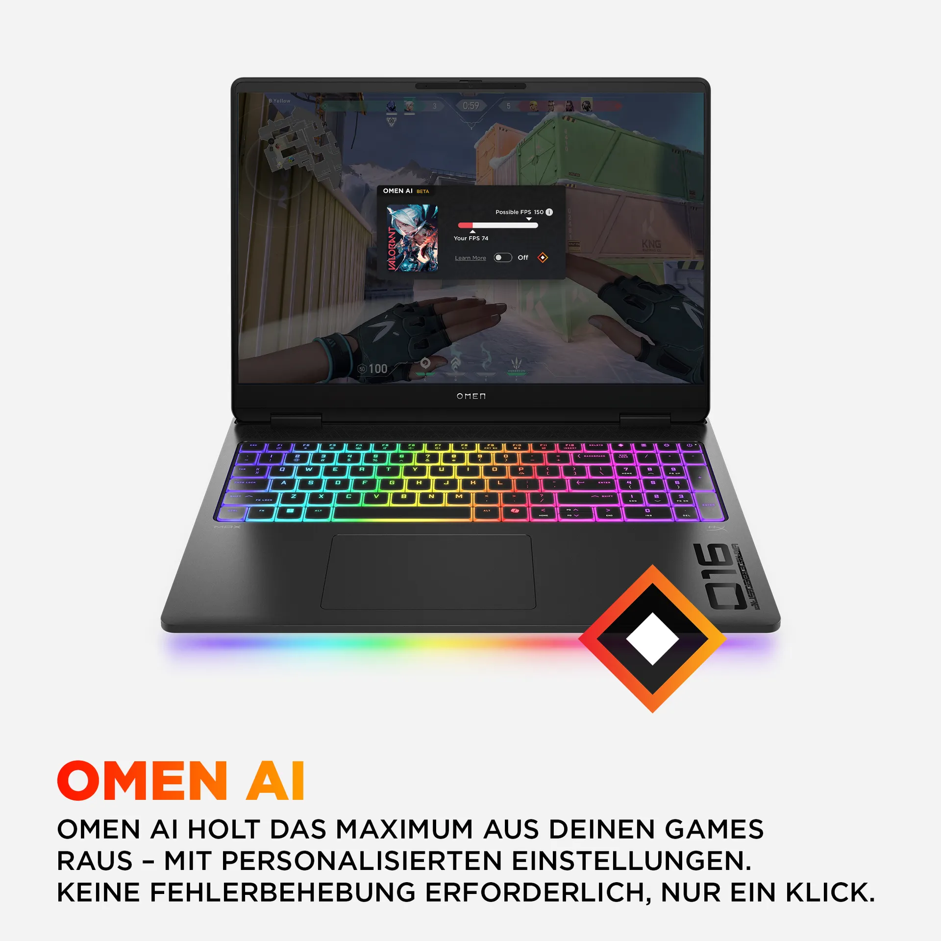 HP OMEN MAX Gaming 16-ak0174ng Copilot+ PC AMD Ryzen AI 7 350 Laptop 40,6 cm (16") WQXGA 32 GB DDR5-SDRAM 1 TB SSD NVIDIA GeForce RTX 5070 Ti Wi-Fi 6E (802.11ax) FreeDOS Schwarz – Bild 7