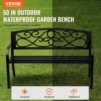 VEVOR Gartenbank Terrassenbank aus Metall, 127 cm Parkbank Ruhebank 250 kg Tragkraft, 3 Personen Garten- und Parkbank mit Rückenlehne & Armlehnen, Vintage Sitzbank für Garten, Park, Hof, Veranda VEVOR Gartenbank Terrassenbank aus Metall, 127 cm Parkbank Ruhebank 250 kg Tragkraft, 3 Personen Garten- und Parkbank mit Rückenlehne & Armlehnen, Vintage Sitzbank für Garten, Park, Hof, Veranda