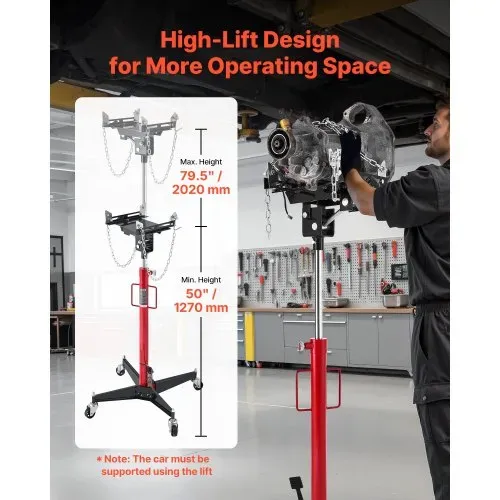 VEVOR hydraulischer Wagenheber Getriebeheber mit 500 kg Hubkapazität, Teleskop-Getriebeheber mit Pedal, 360°-Schwenkrad, 127-202 cm Hubhöhe, Hebezeug für Garage / Werkstatt Rot + Schwarz VEVOR hydraulischer Wagenheber Getriebeheber mit 500 kg Hubkapazität, Teleskop-Getriebeheber mit Pedal, 360°-Schwenkrad, 127-202 cm Hubhöhe, Hebezeug für Garage / Werkstatt Rot + Schwarz