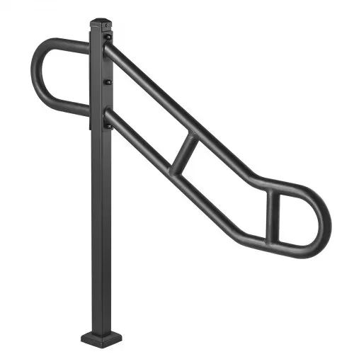 VEVOR Handlauf mit einem Pfosten für 1–3 Stufen im Außenbereich, 40,5" L x 35,4" H gebogener Treppenhandlauf aus Metall, bodenmontiertes Treppengeländer aus Karbonstahl, U-förmiger Haltegriff mit 2 rutschfesten Querstangen für die Garage – Bild 9