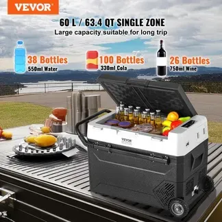 VEVOR tragbarer Autokühlschrank, 12 V Auto Kühlbox, 60 L Einzelzonen-Tragbarer Gefrierschrank Rollbar, einstellbar -20 bis 20 ℃, Kompressorkühler für Zuhause, Outdoor, Camping, Wohnmobil, Auto VEVOR tragbarer Autokühlschrank, 12 V Auto Kühlbox, 60 L Einzelzonen-Tragbarer Gefrierschrank Rollbar, einstellbar -20 bis 20 ℃, Kompressorkühler für Zuhause, Outdoor, Camping, Wohnmobil, Auto