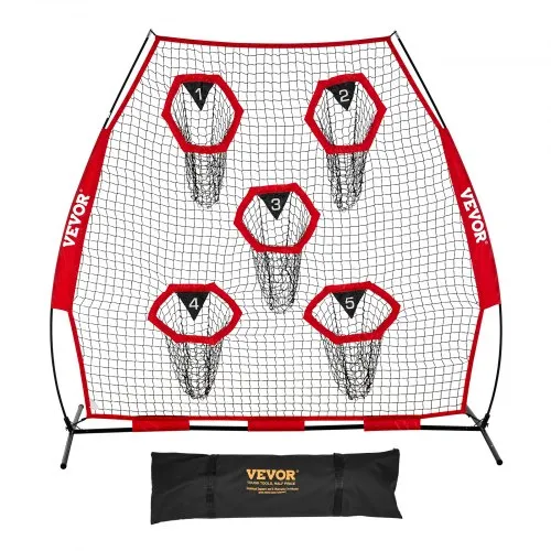 VEVOR Fußballtrainer Wurfnetz Übungsnetz (2170 x 1255 x 2230 mm) mit 5 Zieltaschen & tragbarer Aufbewahrungstasche & Bogenrahmen, Training für die Passgenauigkeit des Quarterbacks, rot VEVOR Fußballtrainer Wurfnetz Übungsnetz (2170 x 1255 x 2230 mm) mit 5 Zieltaschen & tragbarer Aufbewahrungstasche & Bogenrahmen, Training für die Passgenauigkeit des Quarterbacks, rot