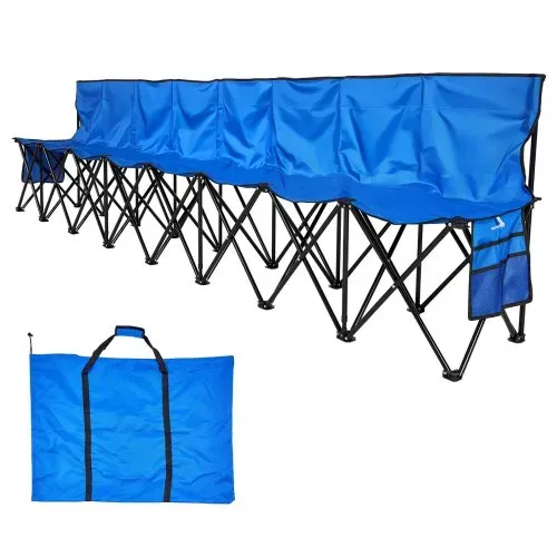 VEVOR tragbare Mannschaftsbank Sitzbank Campingbank (8 Personen) mit Seitentaschen & Tragetasche, Klappbank mit Rückenlehne, Seitenbank für Fußball Baseball Outdoor-Aktivitäten Blau – Bild 8
