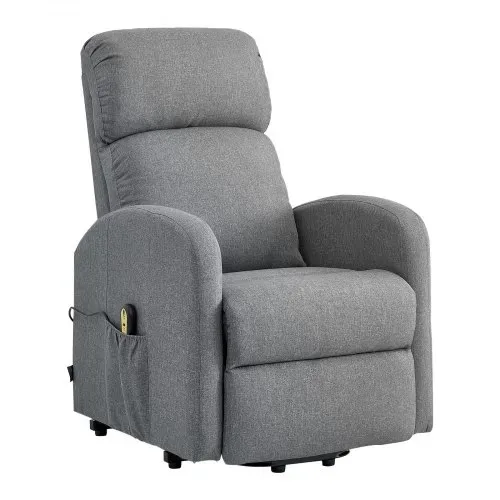 VEVOR Fernsehsessel Elektrisch, Relaxsessel Stufenlose Verstellung, Seniorensessel mit Leinenbezug, Hochelastischem Schaumstoff, Seitentaschen, Fernbedienung, Massagesessel, Hellgrau – Bild 9