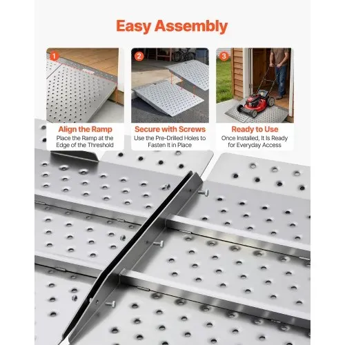 VEVOR 2x Schwellenrampe 750x617mm, 340,2kg Belastbare Rollstuhlrampe für Max. 165mm Höhe, Rutschfeste Auffahrschiene aus Alu, Stabile Auffahrrampe für Rollstuhl Scooter Türschwelle Bordsteine Treppen – Bild 4