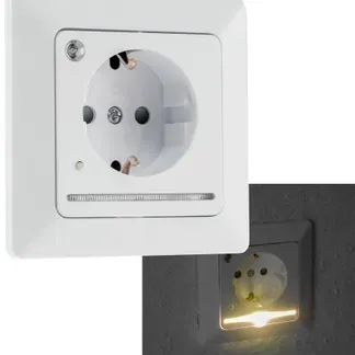 MILOS Schutzkontakt-Steckdose mit LED weiß matt, 250V~/ 16A, Licht mit Sensor MILOS Schutzkontakt-Steckdose mit LED weiß matt, 250V~/ 16A, Licht mit Sensor