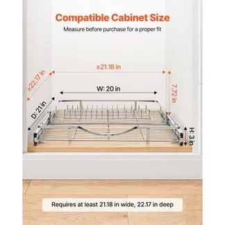 VEVOR Ausziehbarer Schrankorganizer 500 x 535 mm (B x T) aus Kohlenstoffstahl für Kochgeschirr, Gewürzgläser, Lebensmittel und Reinigungsmittel, Verchromte Oberfläche, Auszugsboden für Unterschränke VEVOR Ausziehbarer Schrankorganizer 500 x 535 mm (B x T) aus Kohlenstoffstahl für Kochgeschirr, Gewürzgläser, Lebensmittel und Reinigungsmittel, Verchromte Oberfläche, Auszugsboden für Unterschränke