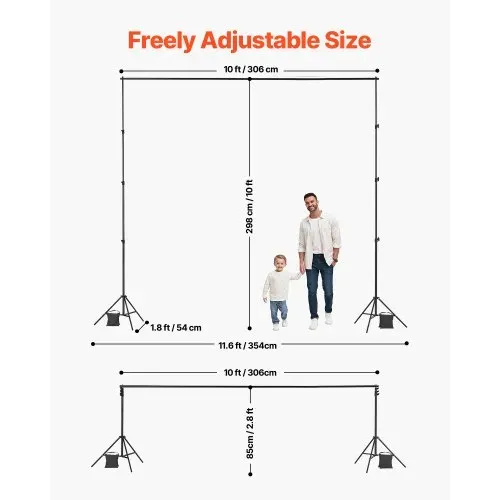 VEVOR Hintergrundständer verstellbares Fotohintergrundständer (Hintergrundtuch: 300 x 300 cm), tragbarer Hintergrundständer mit 2 Stativen, Bildschirmständer für Produktfotografie Studiofotografie – Bild 2