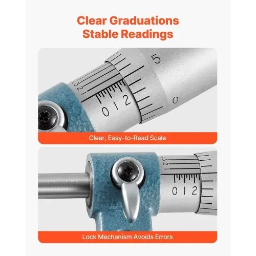 VEVOR Bügelmessschraube 4-tlg. Set, Mikrometer mit einer Messgenauigkeit von 0,0001/0,0002 Zoll, Messschraube für Metallbearbeitung & Maschinenbau mit Koffer, 0-1/1-2/2-3/3-4 Zoll – Bild 3