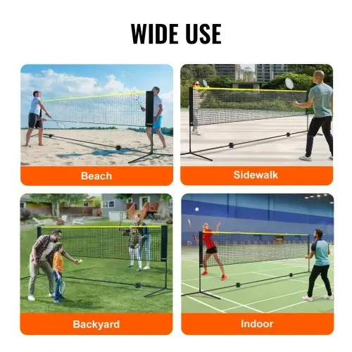 VEVOR Badmintonnetz höhenverstellbares Volleyballnetz, 5,2 m faltbares Pickleballnetz, tragbares, Tennisnetz-Set mit Stangen & Ständer & Tragetasche, für Sport- und Fitnesstraining im Garten, – Bild 5