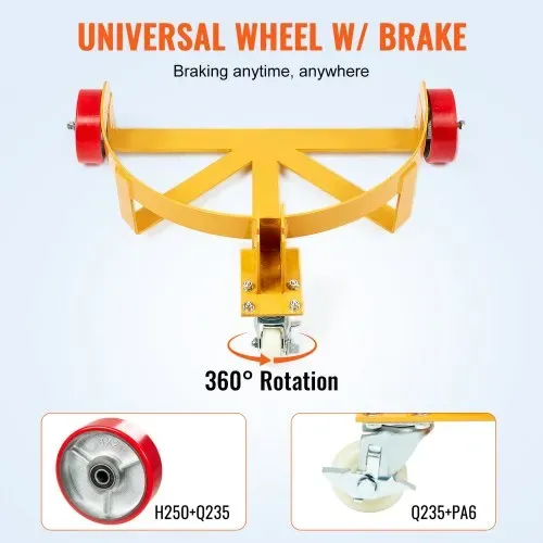 VEVOR Fassroller mit Griff Transportroller Rollbrett 250L Fass-Trolley Ø 620 mm Geeignet zum Transport von Fass bis zu einem Gewicht von 544kg Fasswagen mit 1 Universalrad & 2 Richtungsräder – Bild 4