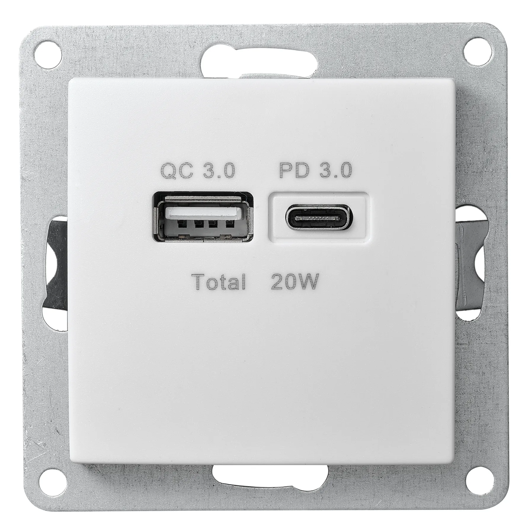 USB-Ladedose McPower “Flair“ 2-fach, USB-C, PD 3.0 20W, weiß USB-Ladedose McPower “Flair“ 2-fach, USB-C, PD 3.0 20W, weiß