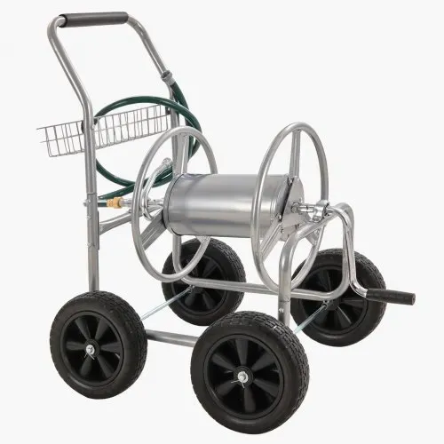 VEVOR Schlauchtrommelwagen, fasst bis zu 76 m x 1,5 cm Schlauch, Garten-Wasserschlauchwagen, mobile Werkzeuge mit 4 Rädern Stahl zum Pflanzen im Freien mit Aufbewahrungskorb, für Garten, Hof, Rasen – Bild 8