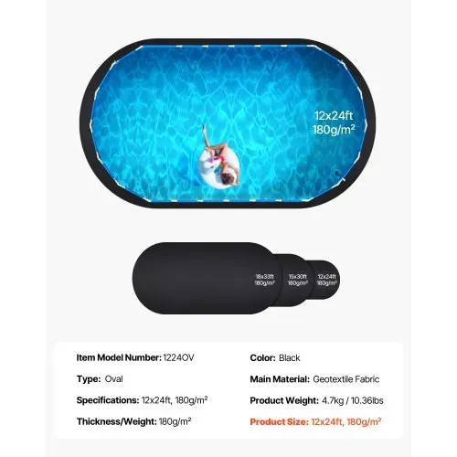 VEVOR Ovale Poolunterlage, 3,6x7,3 m, Bodenplane für oberirdische Schwimmbecken, extra dicke Bodenschutzplane, Poolmatte aus Geotextilmaterial, verlängert die Lebensdauer der Folie – Bild 6