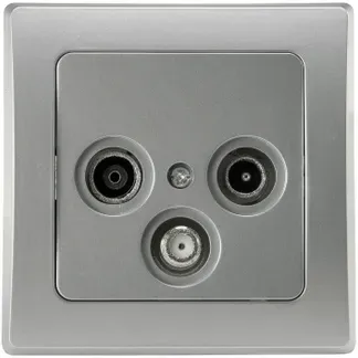 DELPHI Antennendose TV+Radio+Sat inkl. Rahmen, UP, silber DELPHI Antennendose TV+Radio+Sat inkl. Rahmen, UP, silber