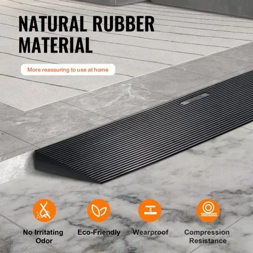 VEVOR Schwellenrampe Vollgummi Türschwellenrampe Max. Tragfähigkeit bis zu 15Tonnen Bordsteinrampe 90x20x4cm Rollstuhlrampe mit doppelseitigem Klebeband Auffahrrampe Gummirampe Selbst zum Schneiden – Bild 2