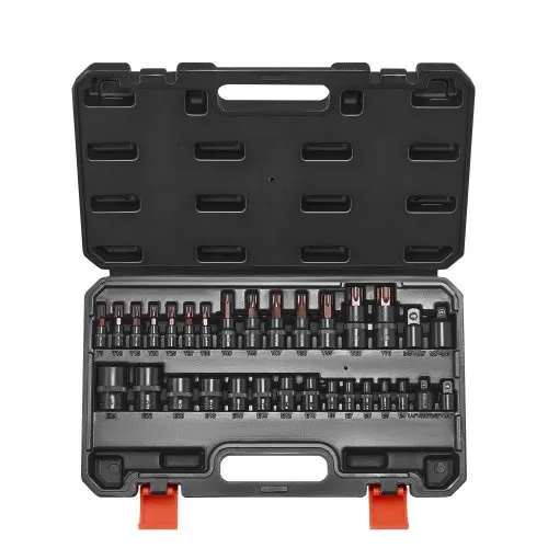 VEVOR Torx Bohrer Steckschlüsselsatz Außen-Torx-Steckschlüsselsatz, 31-teilig T8-T70 & E4-E24, S2-Legierungsstahl & Cr-V-Stahl, 1/4 & 3/8 Zoll & 1/2 Zoll Antriebe, mit Adapter & Aufbewahrungskoffer VEVOR Torx Bohrer Steckschlüsselsatz Außen-Torx-Steckschlüsselsatz, 31-teilig T8-T70 & E4-E24, S2-Legierungsstahl & Cr-V-Stahl, 1/4 & 3/8 Zoll & 1/2 Zoll Antriebe, mit Adapter & Aufbewahrungskoffer