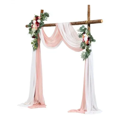 VEVOR Blumenset für Hochzeit Bogen, rosa Blumenset für Traubogen mit Vorhängen (4er-Set) – 2 Blumenarrangements, 2 transparente Vorhänge, für Zeremoniensträuße, Empfangshintergrunddekoration – Bild 9