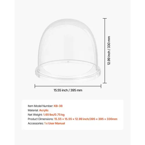 VEVOR Zuckerwattemaschinen-Abdeckung, transparente Acrylkuppel, Blasenabdeckung kompatibel mit 15 Zoll Zuckerwattemaschinen-Schüssel für Partys Geschäfte Bodenrillen-Design – Bild 6