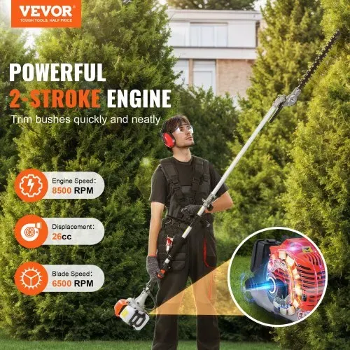 VEVOR 5-in-1 Heckentrimmer Benzin-Heckenschere 26CC Langstielheckenschere 0,54L VEVOR 5-in-1 Heckentrimmer Benzin-Heckenschere 26CC Langstielheckenschere 0,54L
