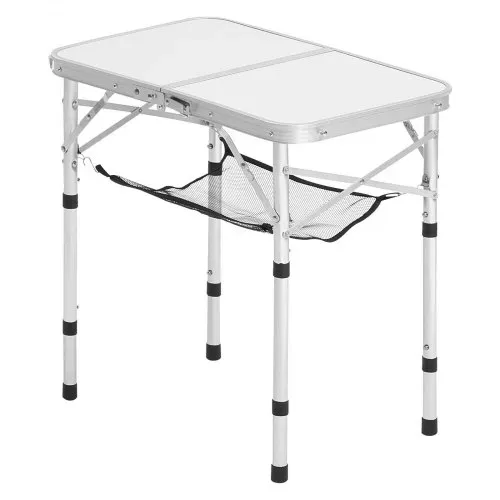 VEVOR Klapptisch Buffettisch tragbarer Allzwecktisch 60 x 40 cm, höhenverstellbarer Tisch (für 2-4 Personen) mit Tragegriff, Gartentisch Campingtisch für Partys Picknick Camping Grillen BBQ, Silber – Bild 9